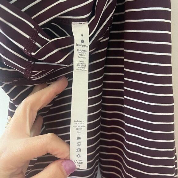 Lululemon Athletica Women's Wunder Under Crop High Rise Cropped Purple Striped L - Picture 6 of 8